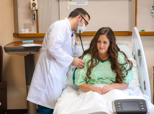 A doctor checking a patient lung. One of the many inpatient services at Aspire medical group.